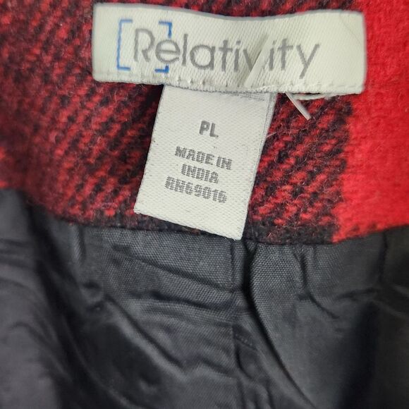 Relativity Jacket Buffalo Check Size PL Red and Black Plaid Wool warm cute - Picture 2 of 10